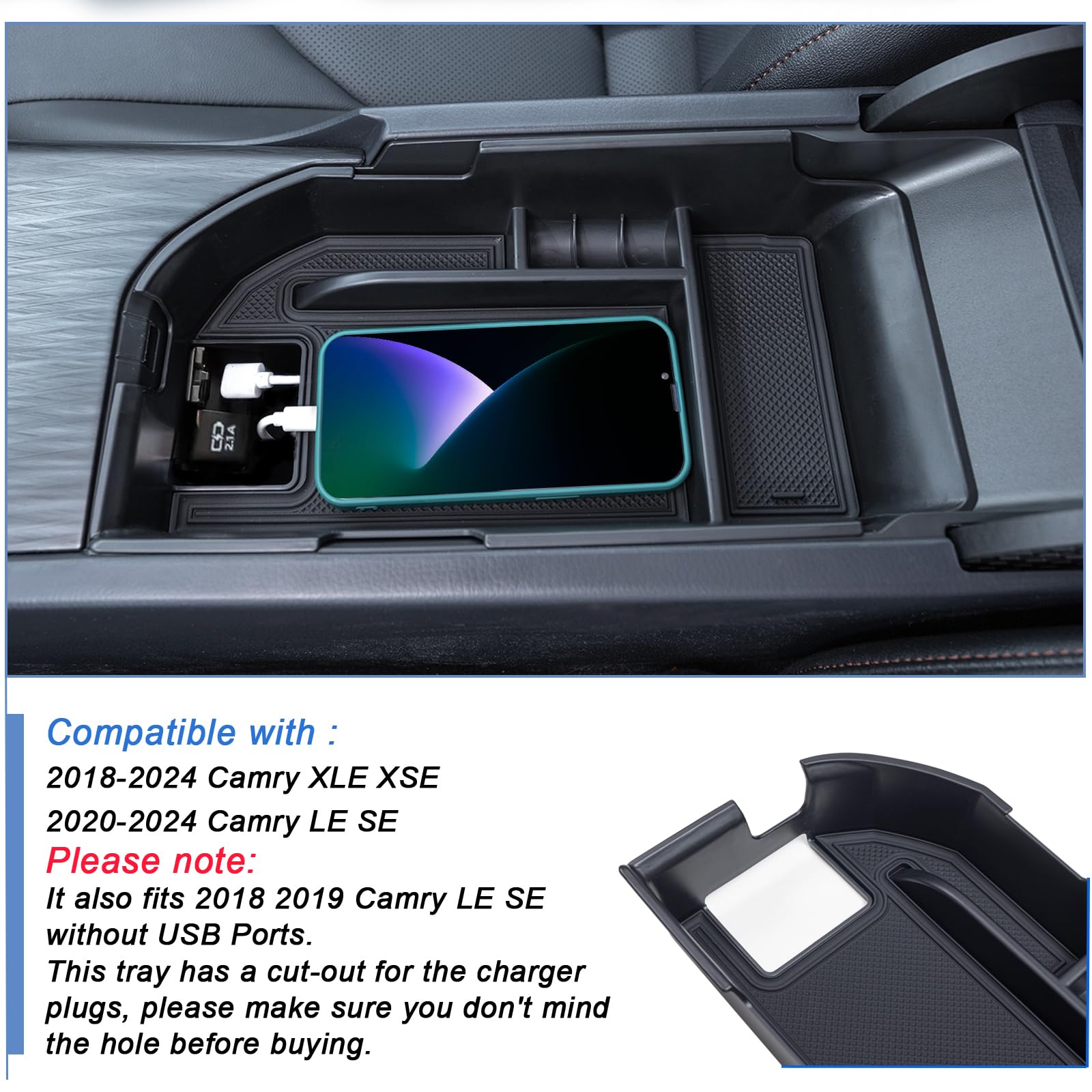 TOPINSTALL installed in Camry console holding phone and keys for accessibility