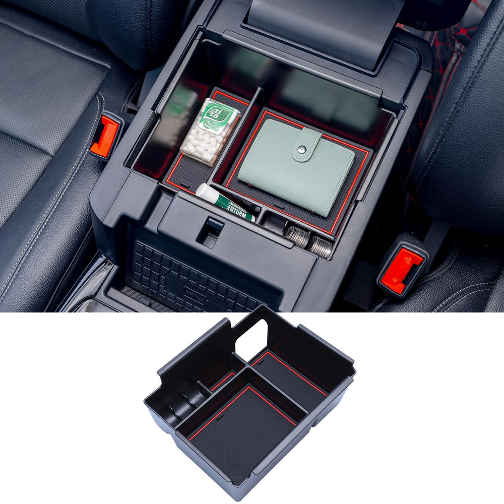 TOPINSTALL lifestyle shot in driving cabin showing tidy center console while driving