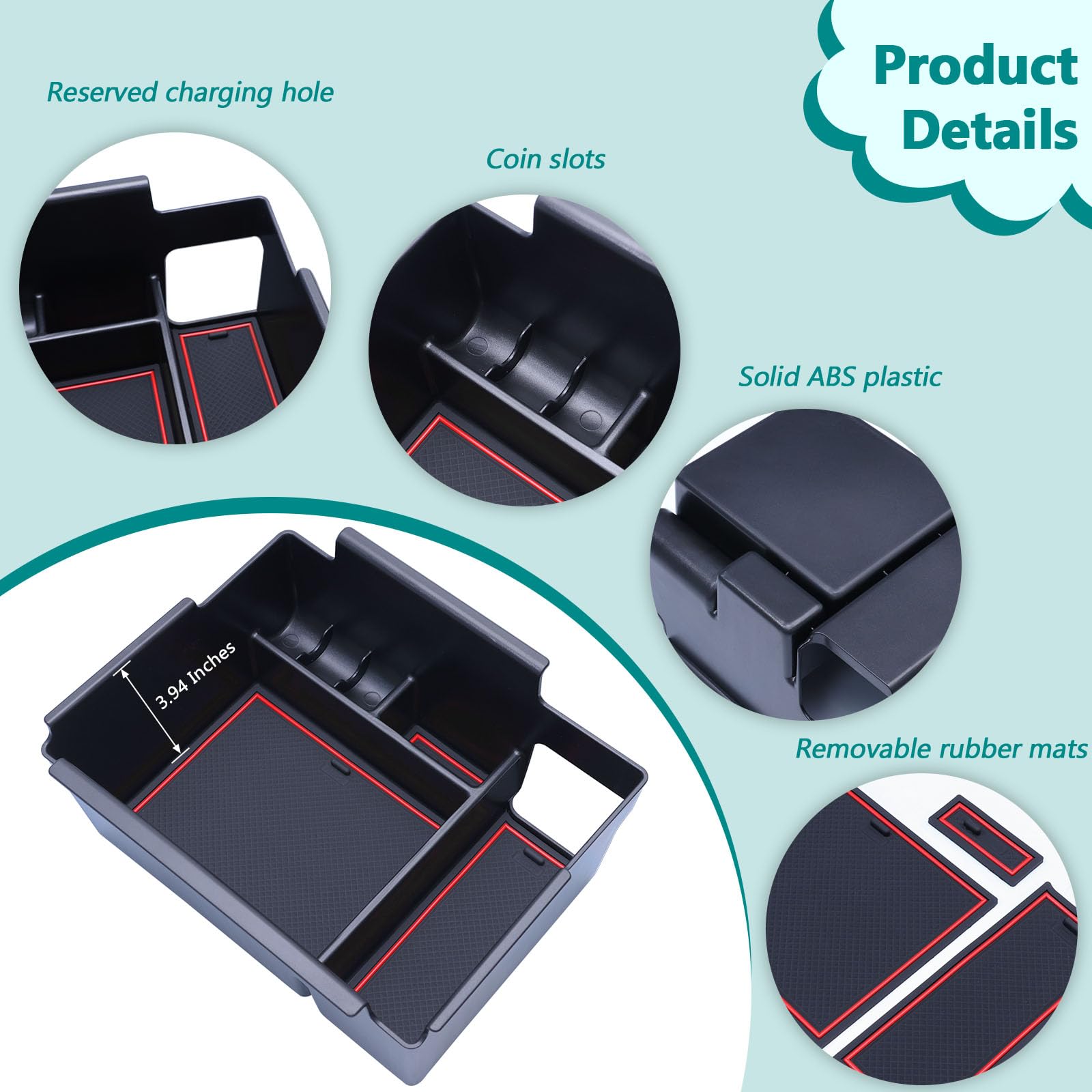 TOPINSTALL rubber mat detail showing anti-slip liners that reduce noise