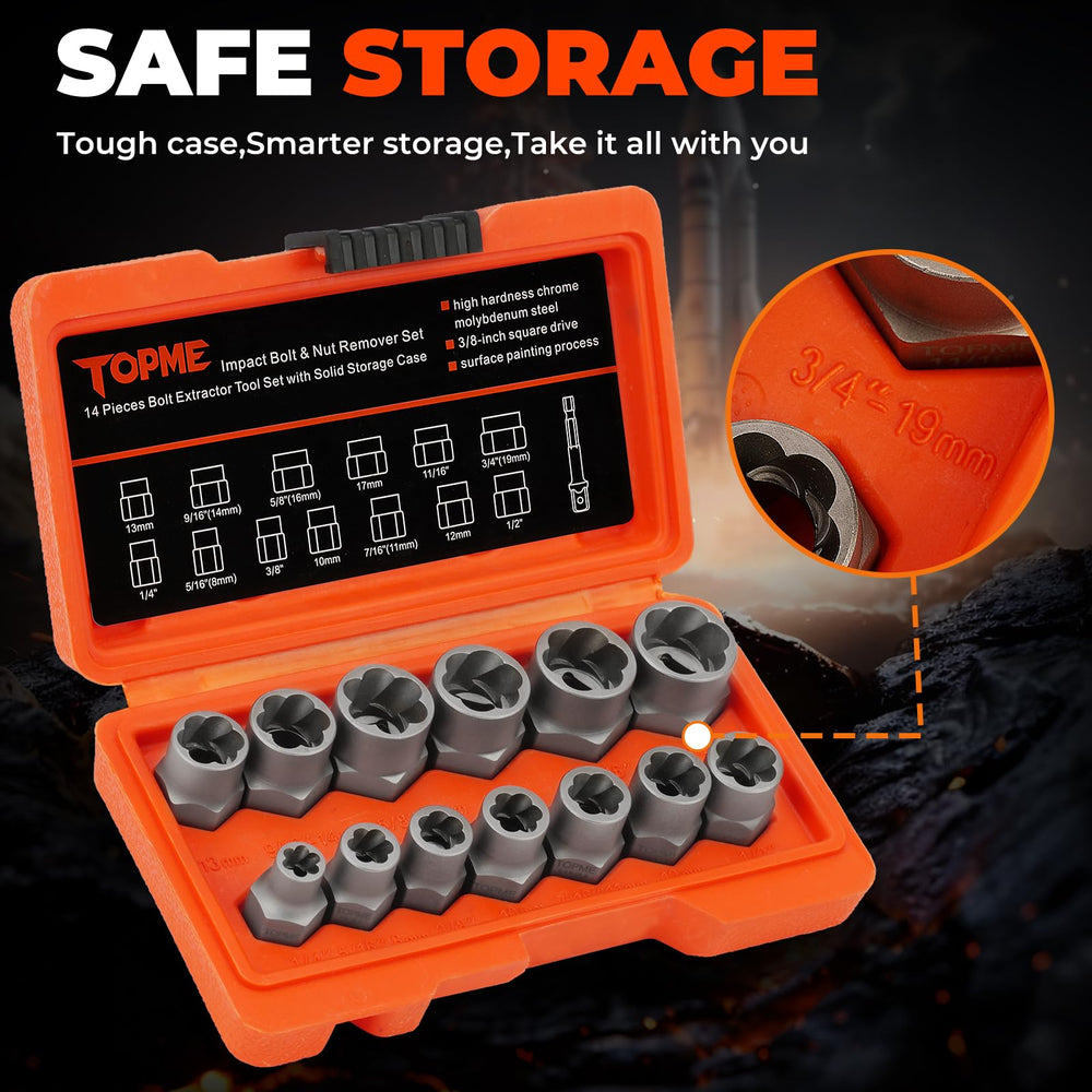 topme open carry case with molded slots protecting sockets on jobsite