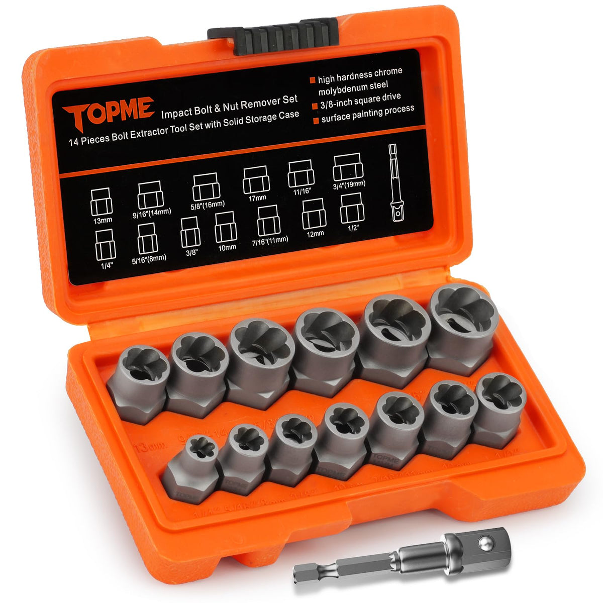 topme front case view showing compact durable storage and organized layout