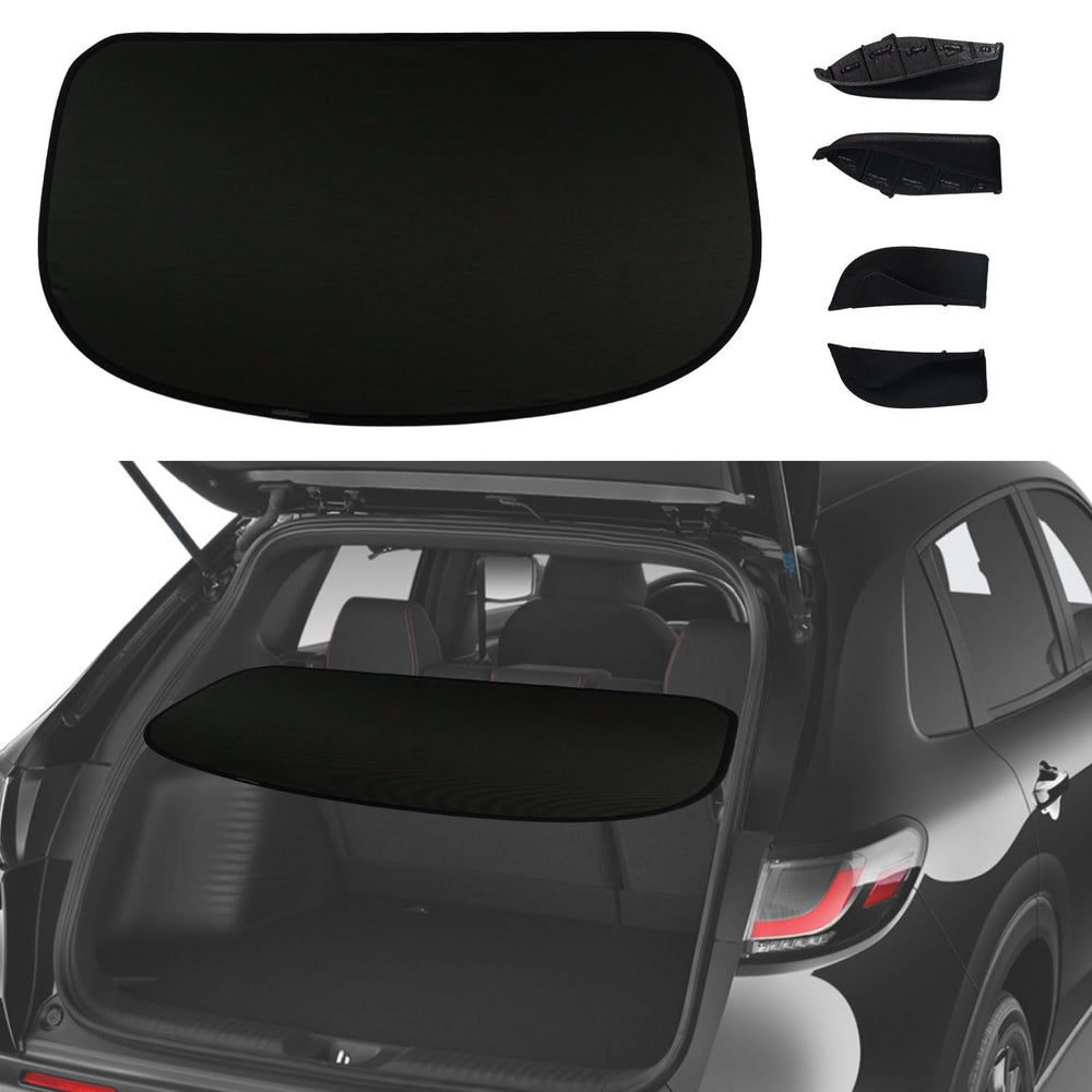 Topraco cargo cover front view showing black factory-style fit and clean finish