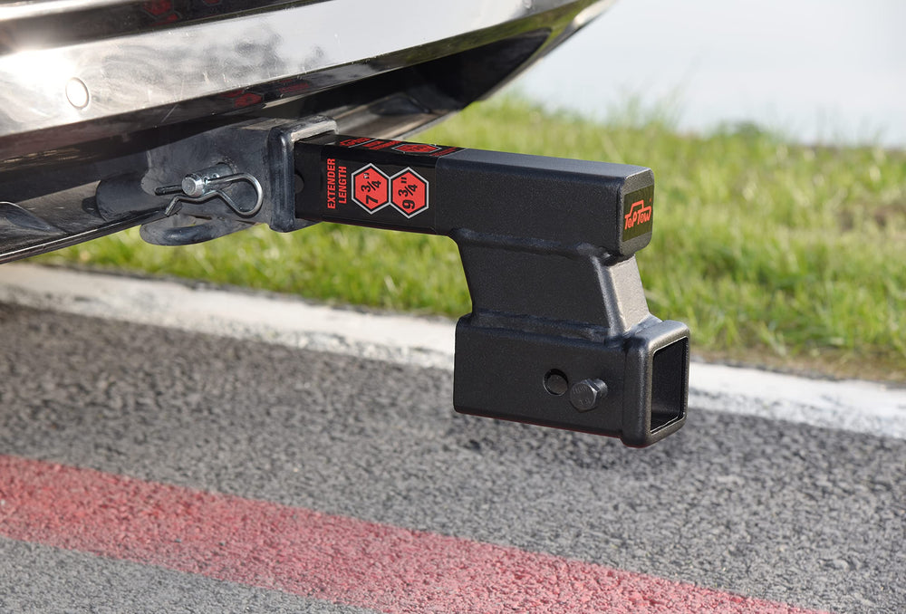 TOPTOW close-up of anti-rattle bolt demonstrating secure, quieter towing benefit