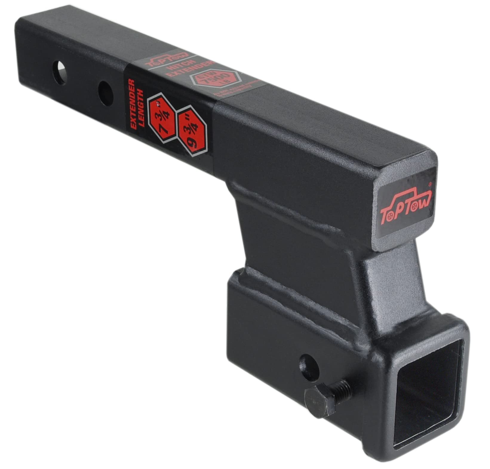 TOPTOW front view of extender showing receiver and shank for easy identification and fit