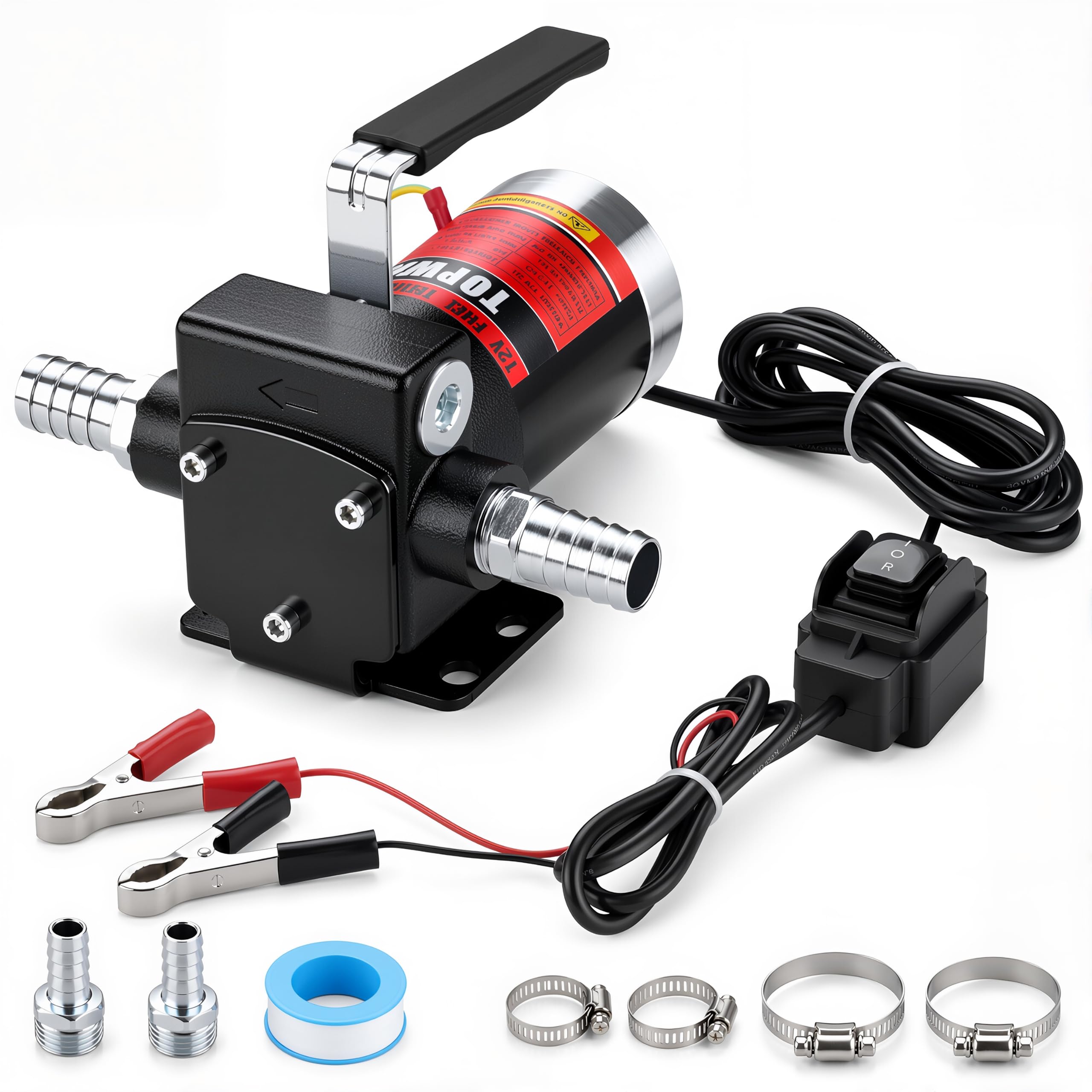 TOPWAY front view of fuel pump showing compact housing and inlet outlet ports for quick identification