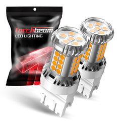 Torchbeam 3157 front view showing bulb shape and brighter signal visibility