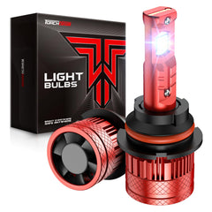 Torchbeam 9007/HB5 front view showing bright lens and plug for easy upgrade