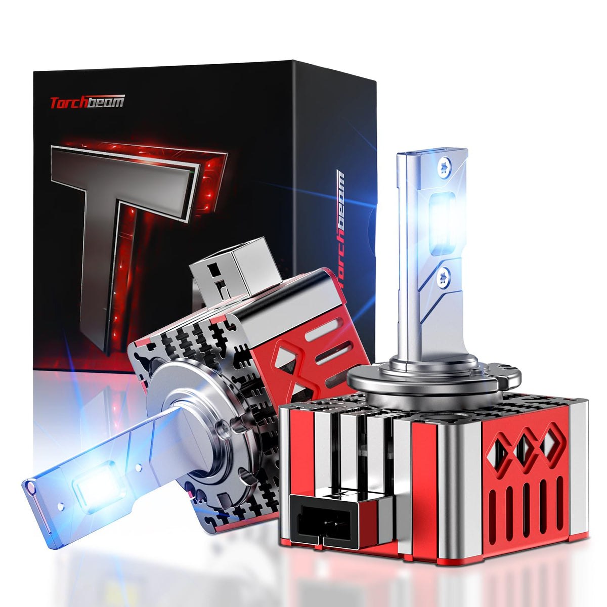 Torchbeam D1S front packaging showing bulbs and benefits