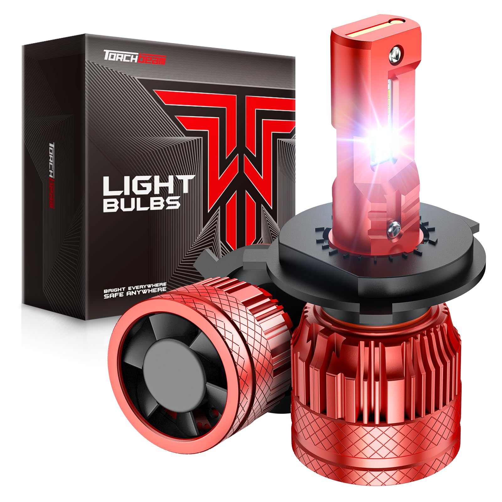 Torchbeam H4 front view showing dual bulbs and bright design for improved road visibility