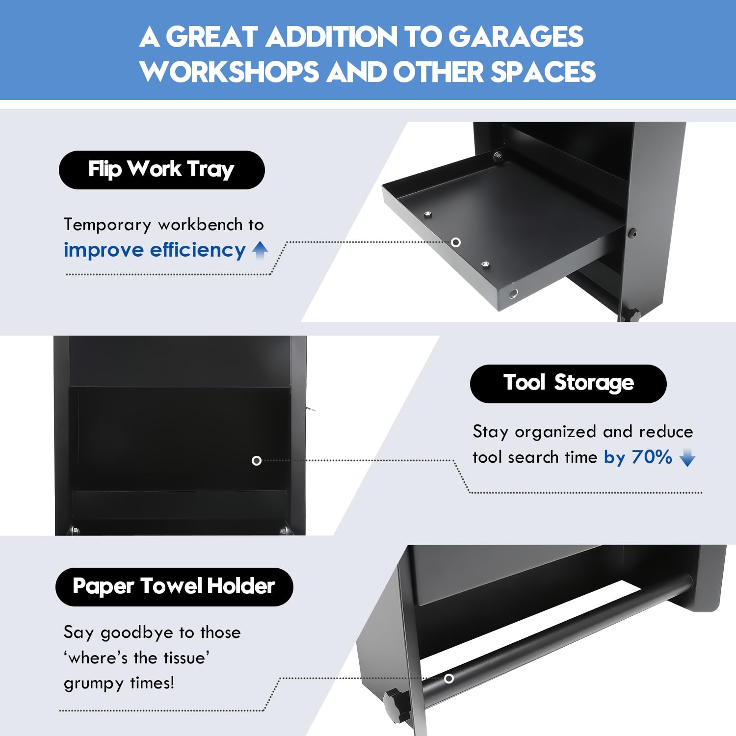 Tordale flip-up door laid flat as work surface for rapid tasks