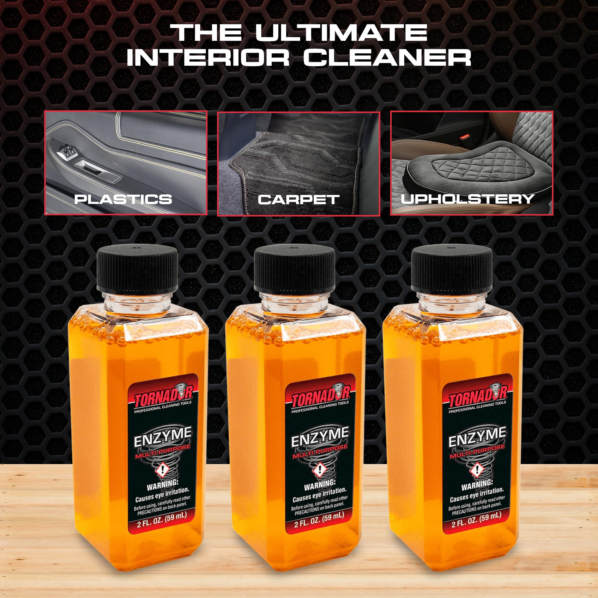 Close-up of Tornador TC-ENZYME bottle label highlighting concentrate strength