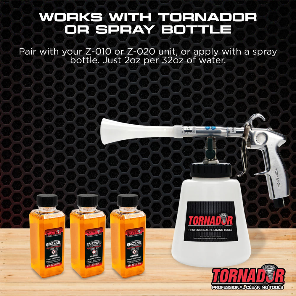 Tornador tool applying TC-ENZYME for fast agitation and improved cleaning