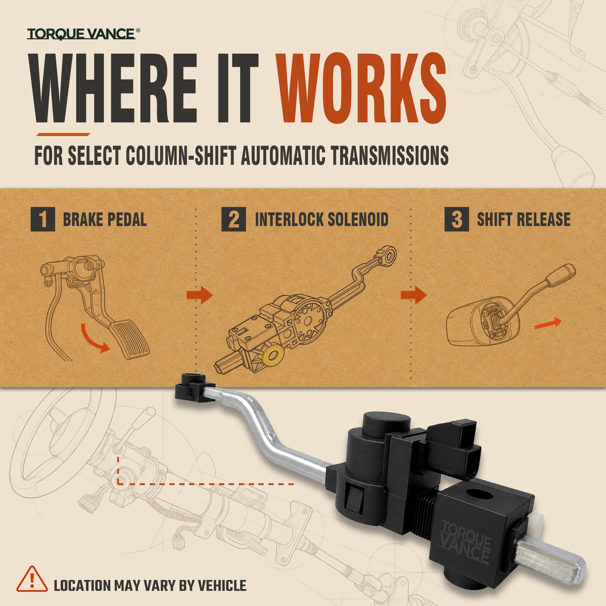 TorqueVance solenoid installed in steering column demonstrating proper operation