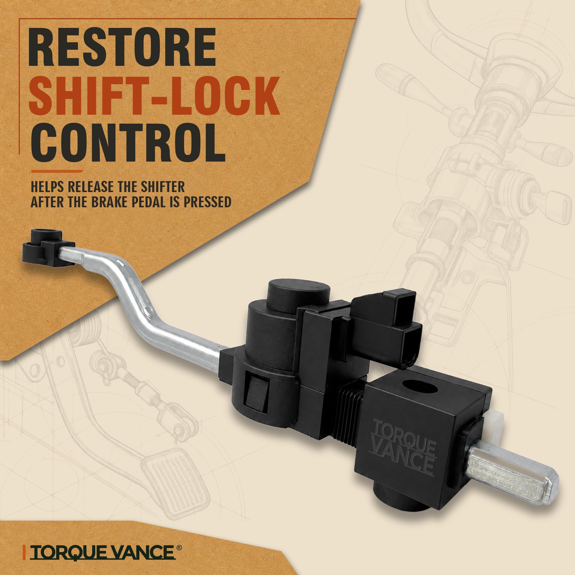 TorqueVance solenoid beside ruler showing compact size for easy replacement