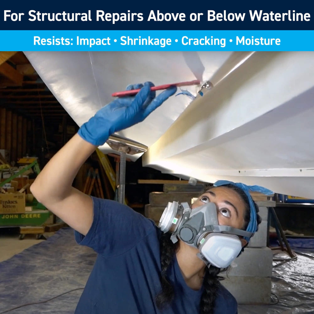 TotalBoat putty being filleted into a joint to demonstrate quick shaping benefit