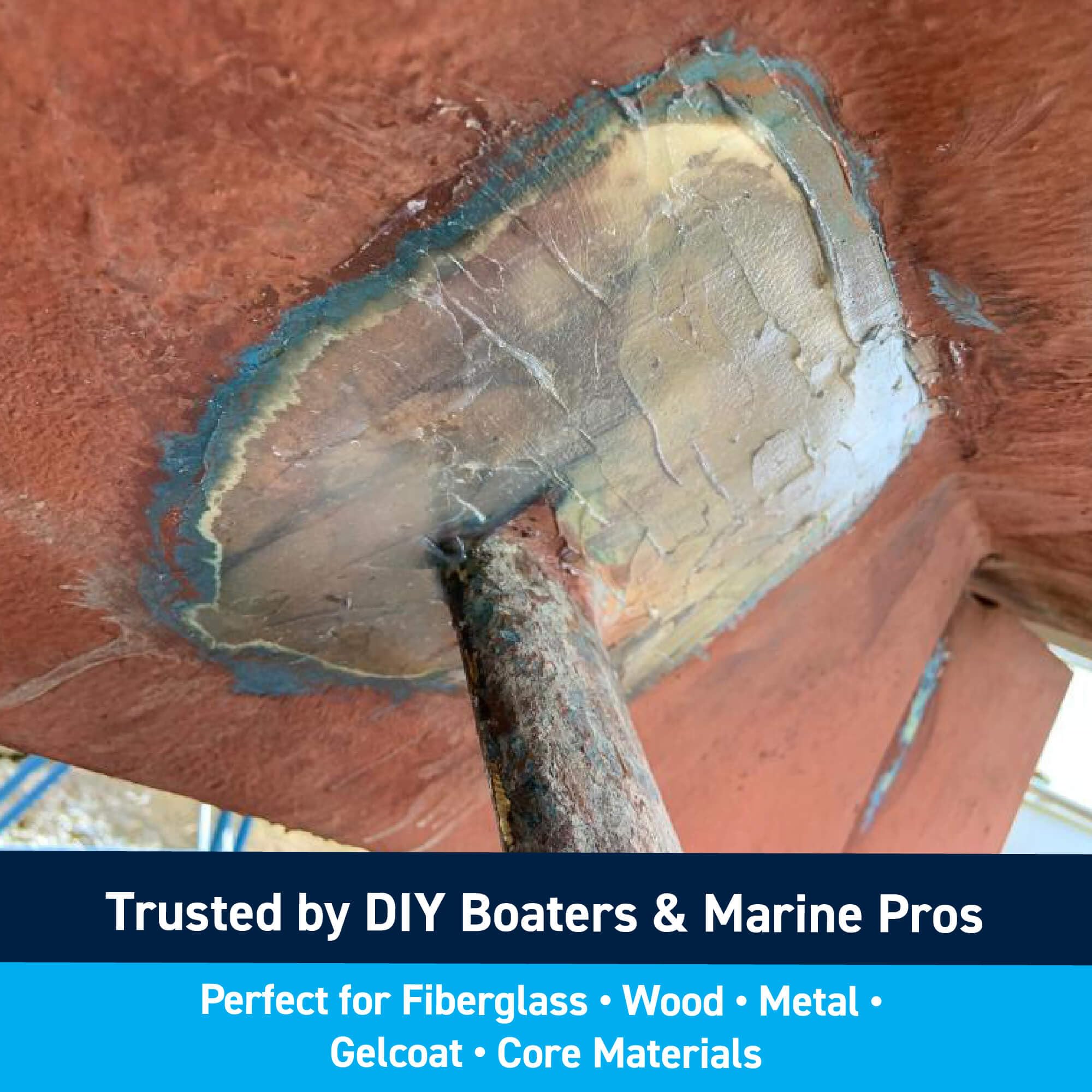 TotalBoat putty bonding a stringer to hull showing structural adhesion strength