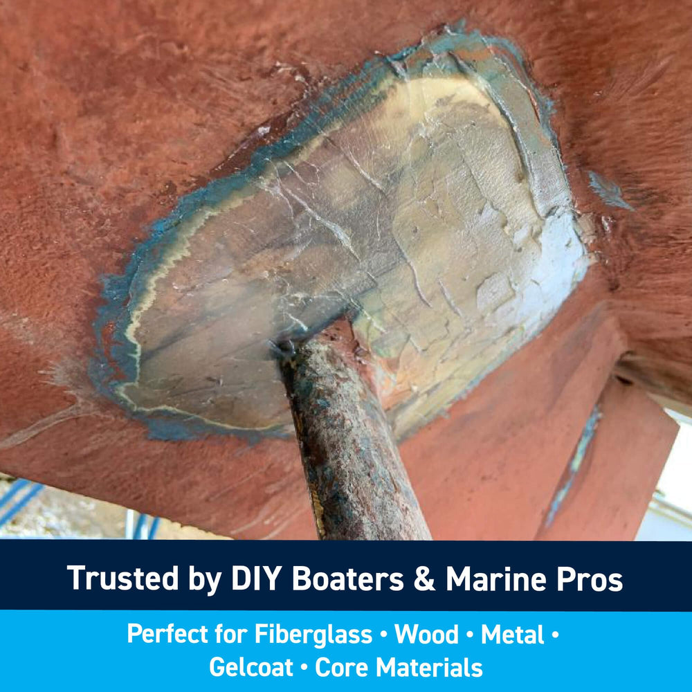 TotalBoat putty bonding a stringer to hull showing structural adhesion strength