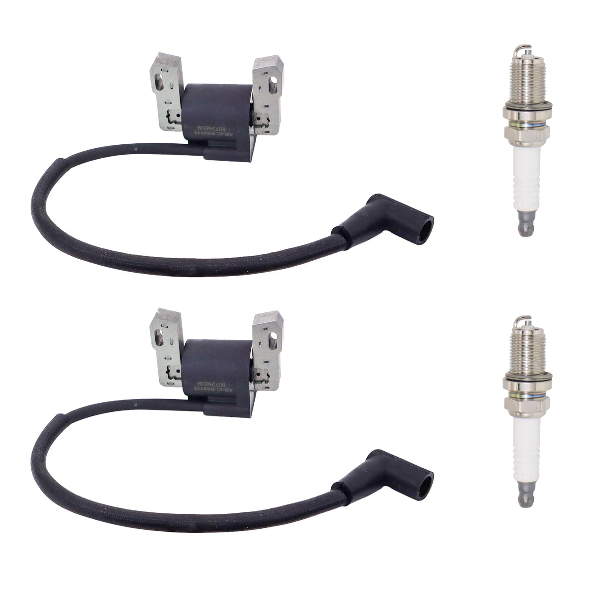 TOTEDELL front view of two ignition coils and two spark plugs showing full kit benefit