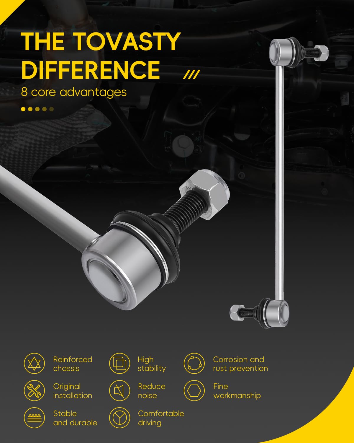 TOVASTY close-up of ball joint showing precision machining and durability