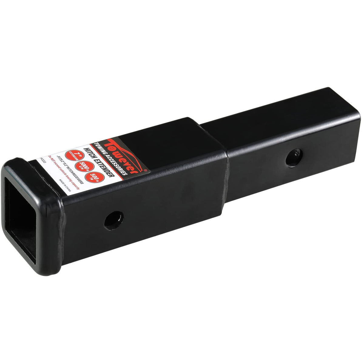 Towever front view of 2-inch hitch extender showing solid fit and strength