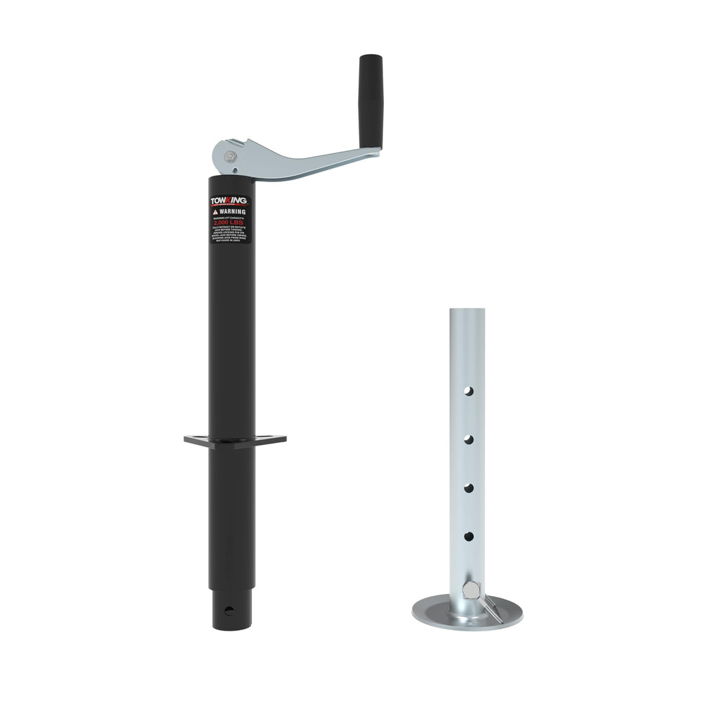TOWKING front view of A-frame jack showing mounting plate and housing, clear durability benefit