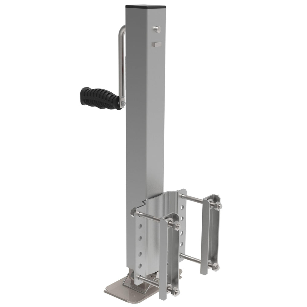 TOWKING close-up of drop leg and locking pin for quick adjustable height
