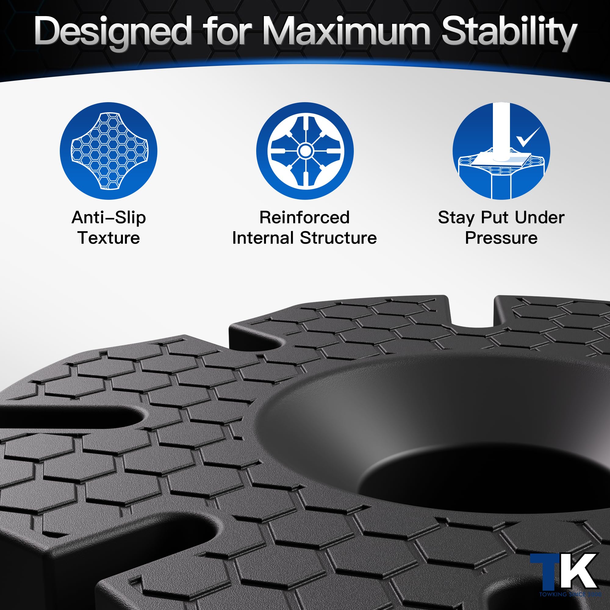 TOWKING ergonomic grip and drain holes visible for easy handling and water shedding benefit