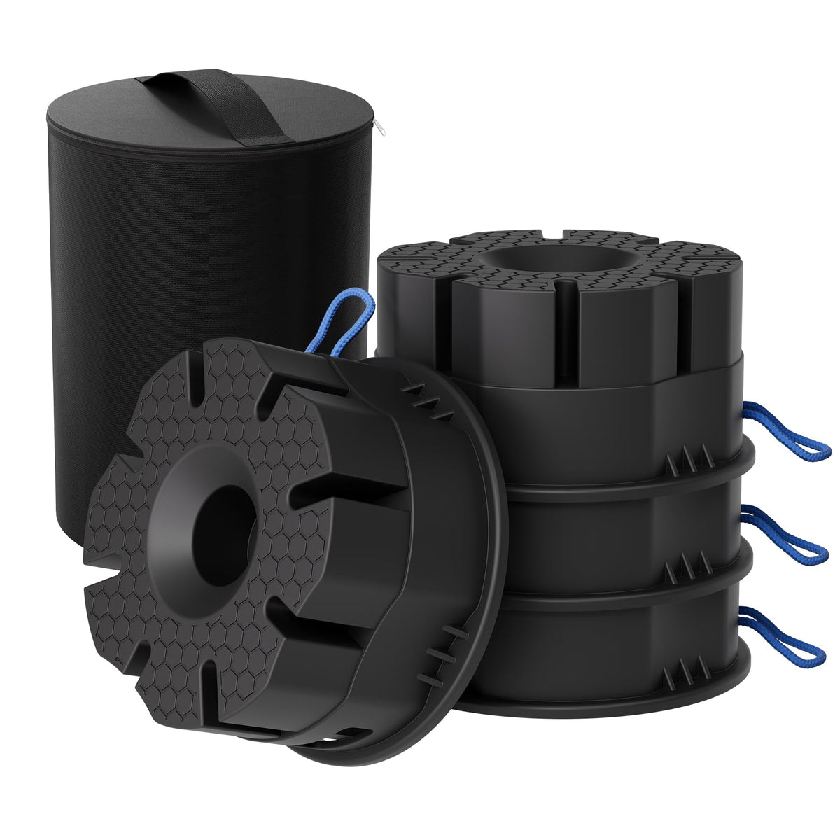 TOWKING front-facing jack block showing stable platform and 12,000 lb capacity benefit