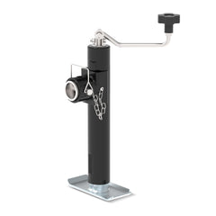 TOWKING front profile of weld-on trailer jack showing compact design and sturdy base benefit