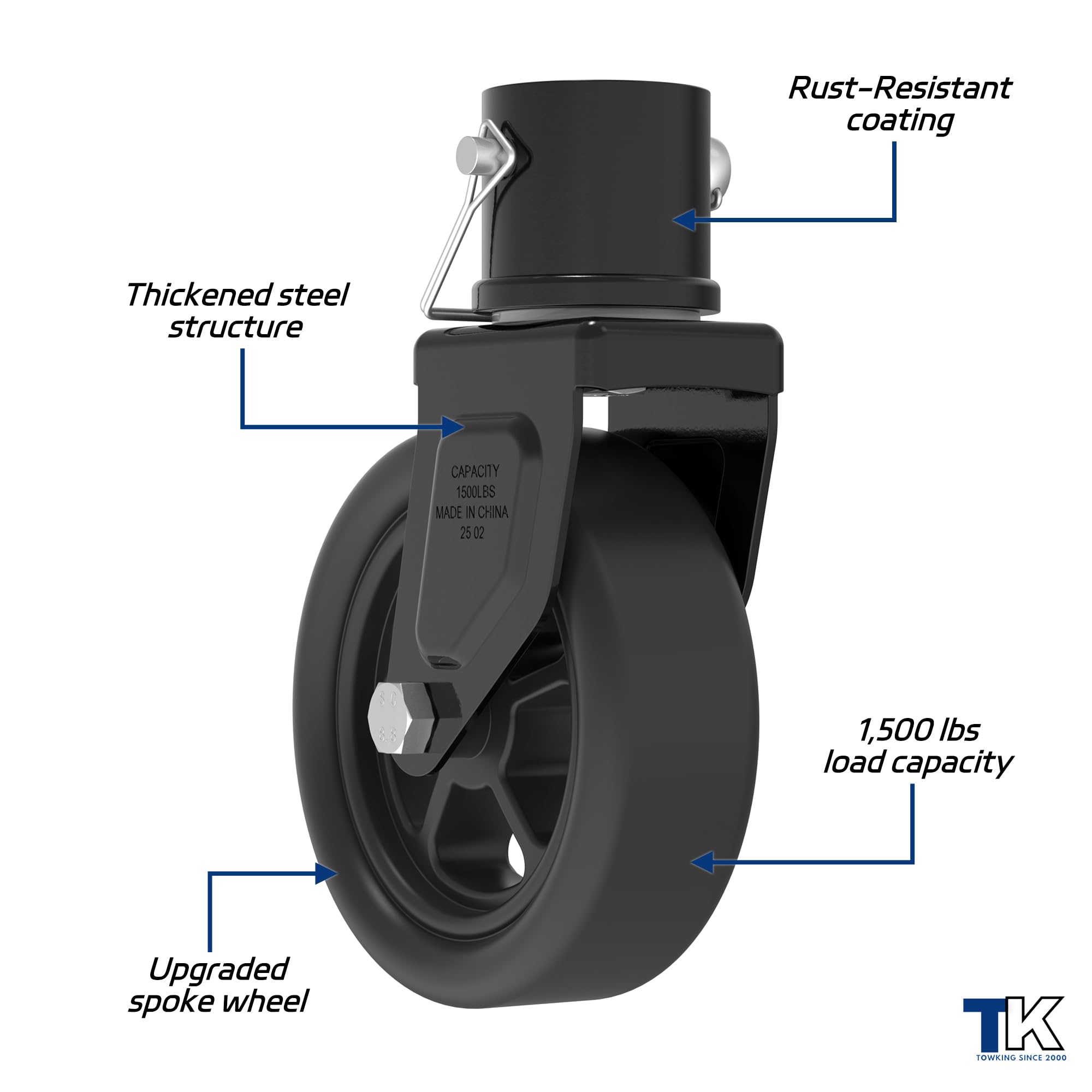 TOWKING safety pin locking mechanism for fast, reliable attachment