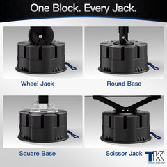 TOWKING stacked blocks side view demonstrating locked stacking for extra height benefit