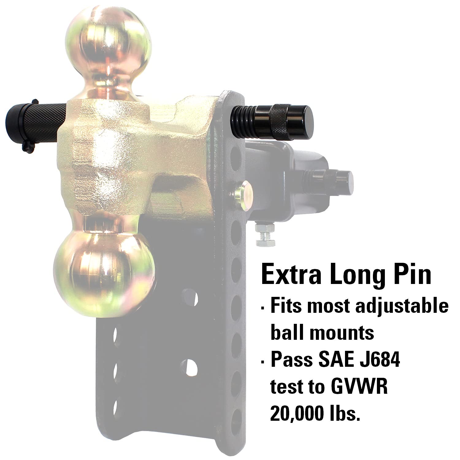 TowWorks rubber O-rings on pin, reduces rattles and vibration