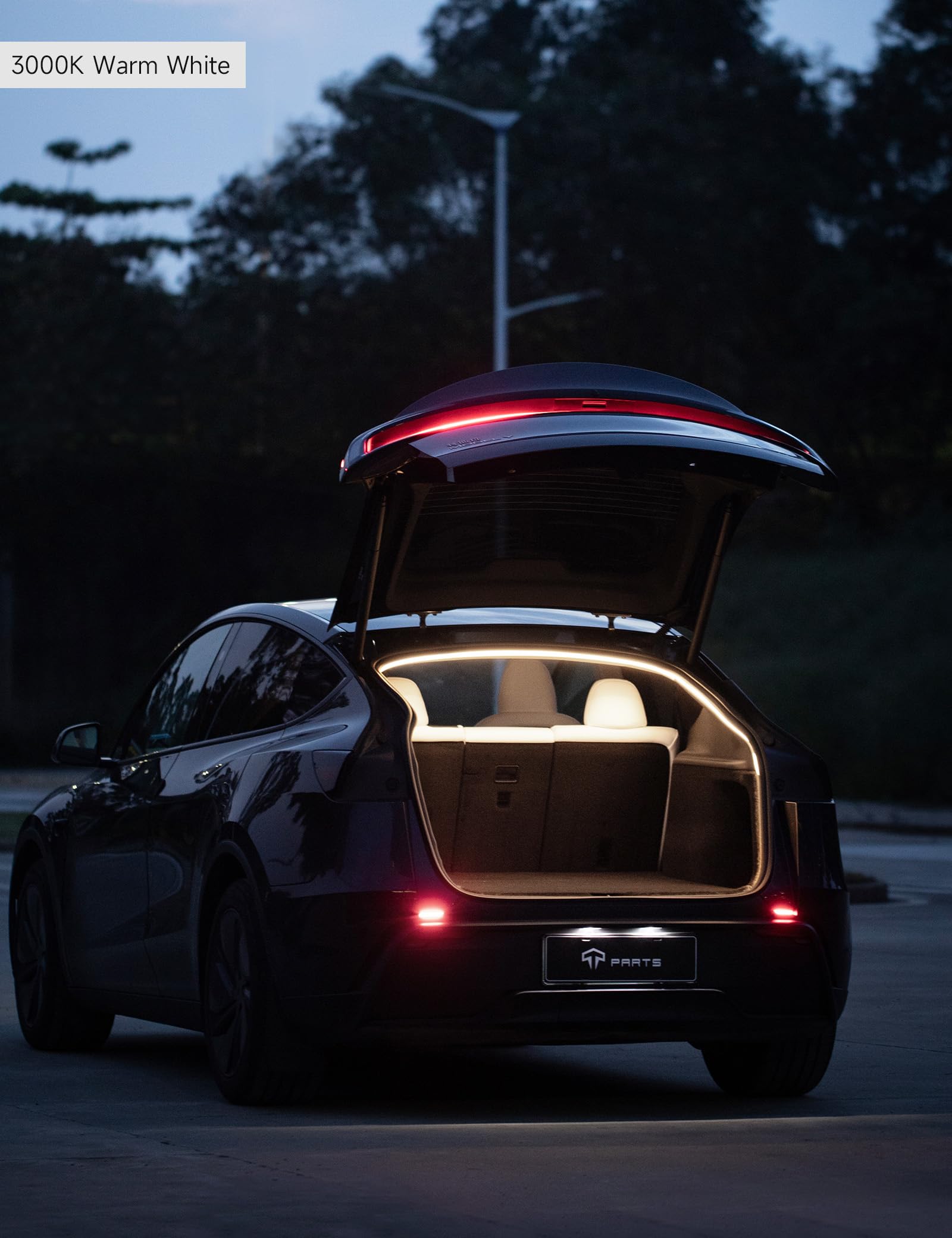 TPARTS trunk light in use at night improving visibility of cargo items