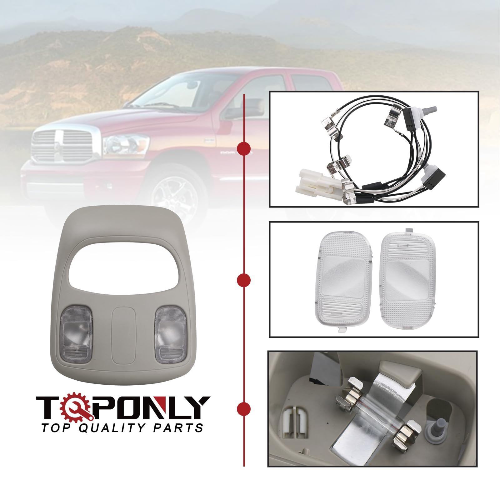 TQPONLY installed in Dodge Ram interior demonstrating correct fit and improved cabin lighting