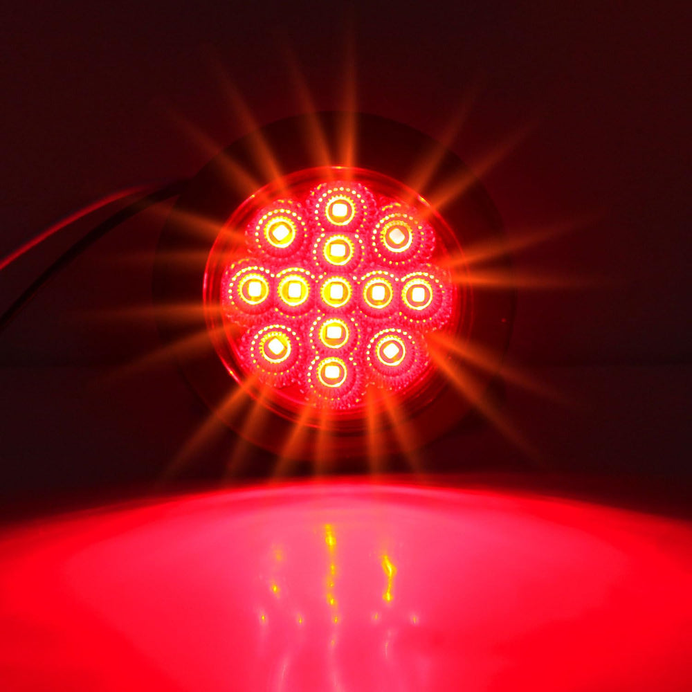 Traberm close-up of 13 LEDs and faceted reflector emphasizing brighter output