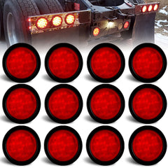 Traberm front view 4-inch red round LED light showing bright signal