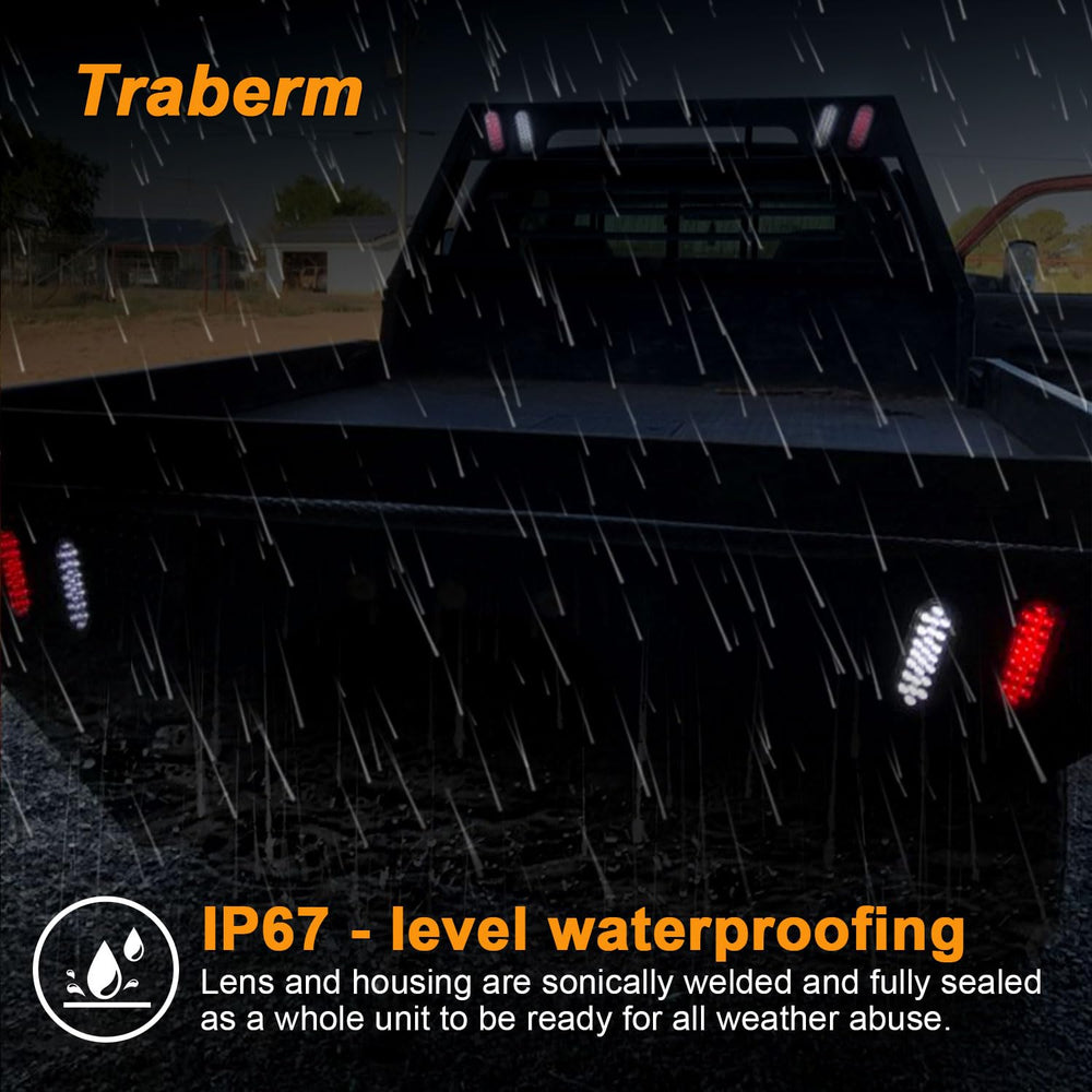 Traberm tail lights installed on trailer demonstrating clear brake signaling
