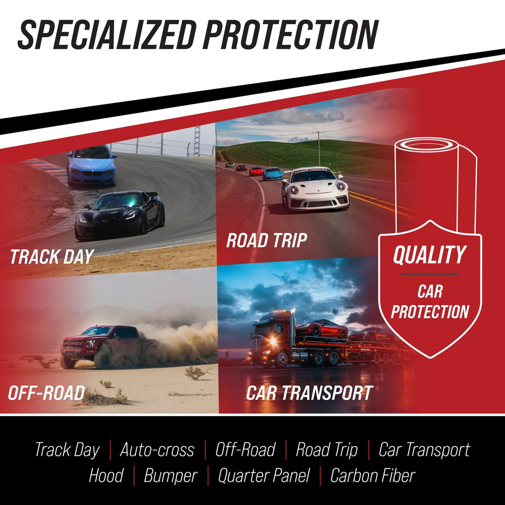 TRACK ARMOUR applied to bumper in use, protecting paint from road debris