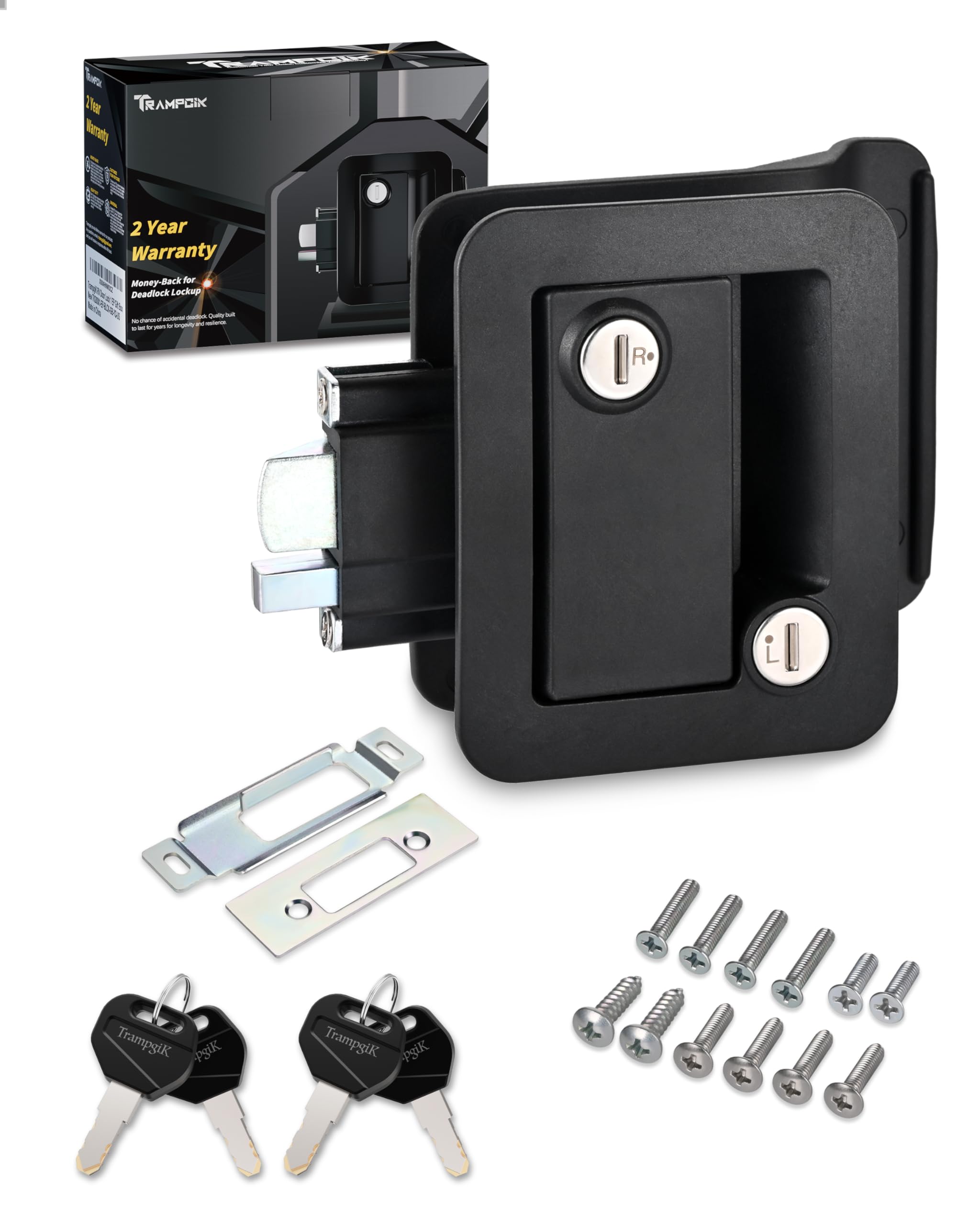 TrampgiK front view lock showing clean finish and secure fit benefit
