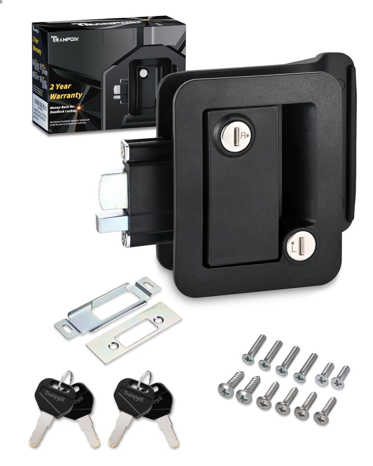TrampgiK front view lock showing clean finish and secure fit benefit