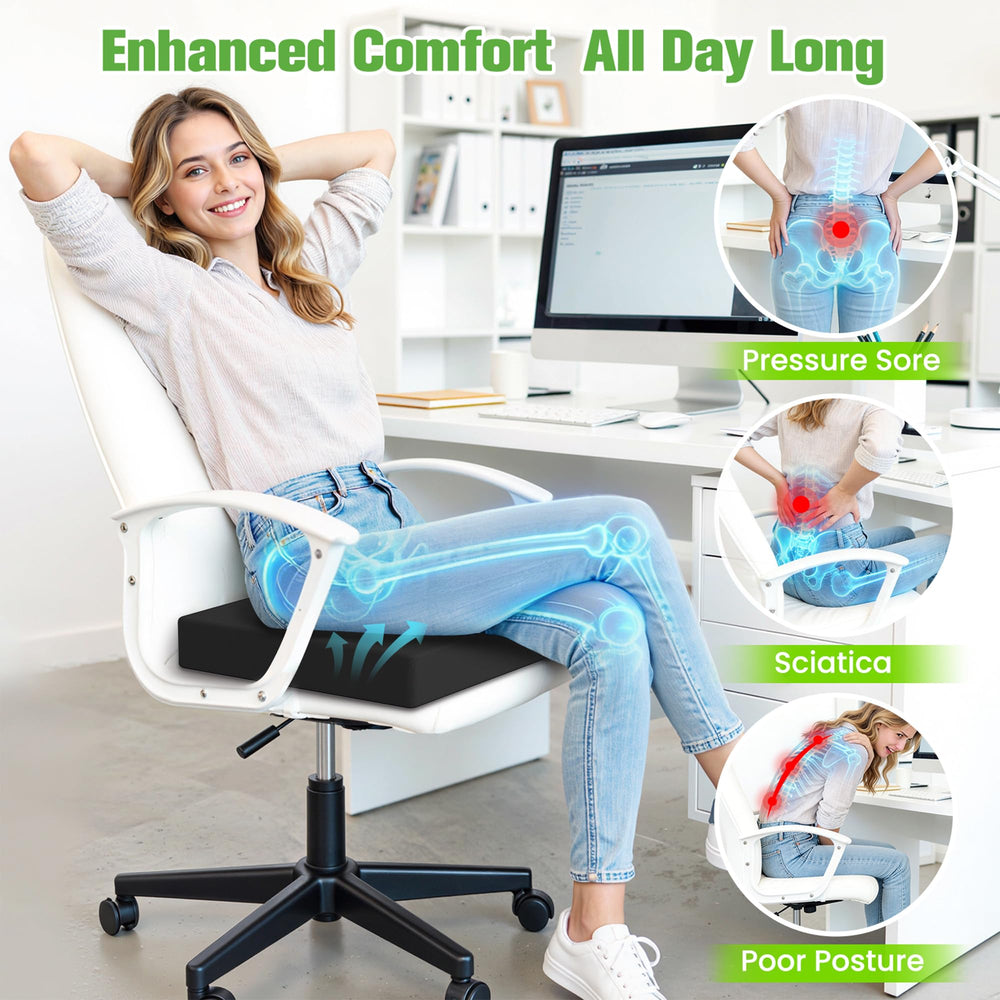 TranquilZone cushion placed on office chair improving posture and comfort
