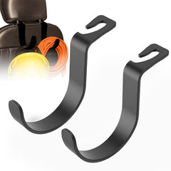 Travel Depot front view of packaging showing two XL headrest hooks and benefits