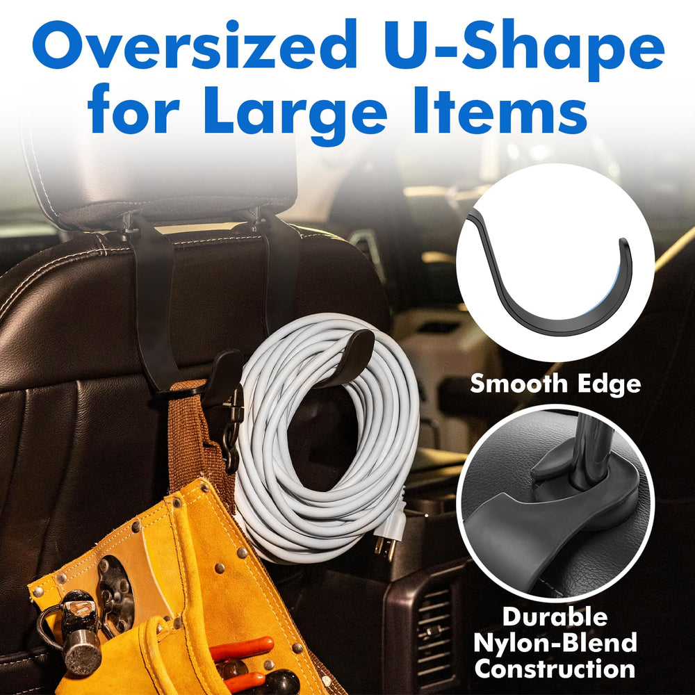 Travel Depot lifestyle shot inside a work vehicle with gear hung — tidy professional look