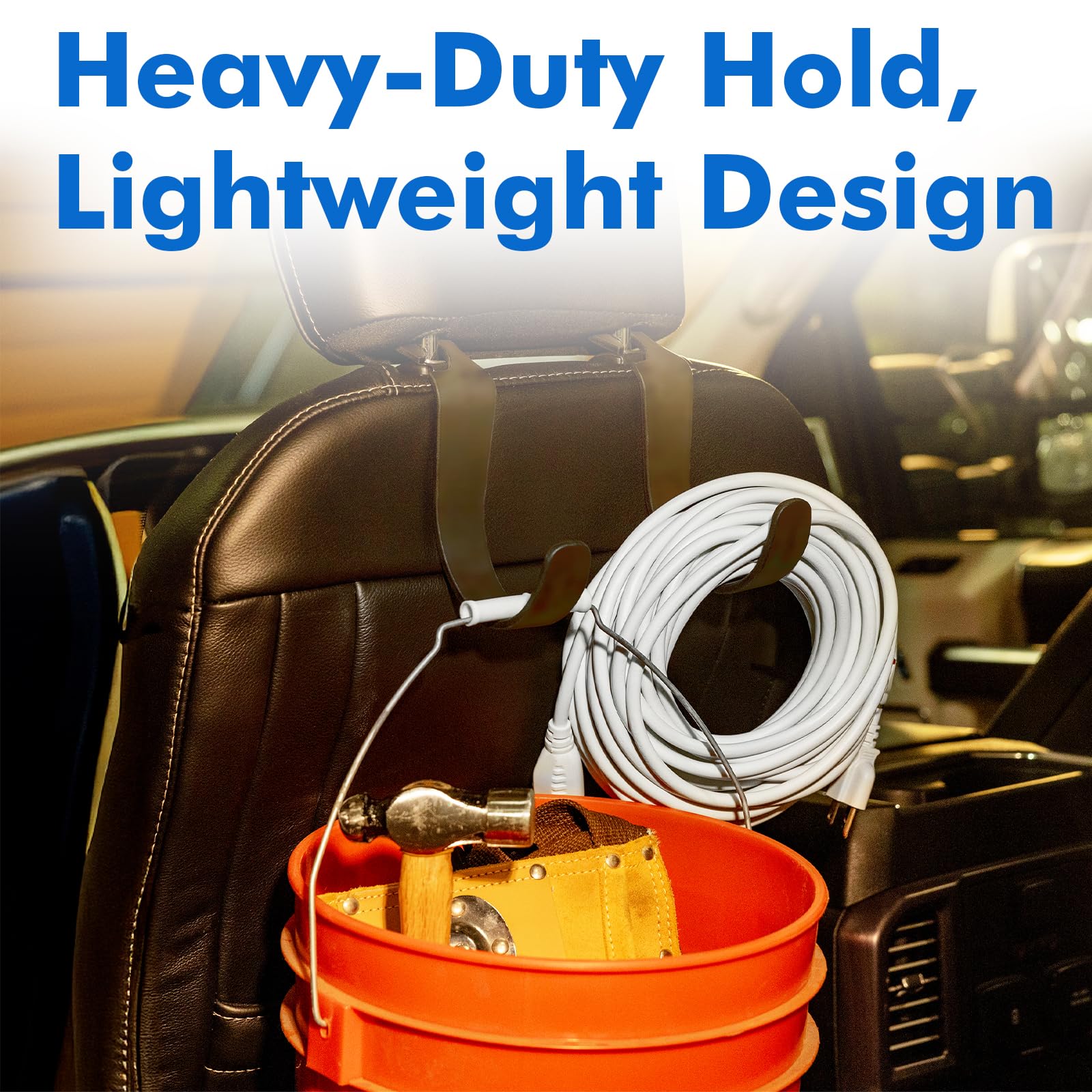 Travel Depot mounting detail at headrest post showing secure clamp — stable hold