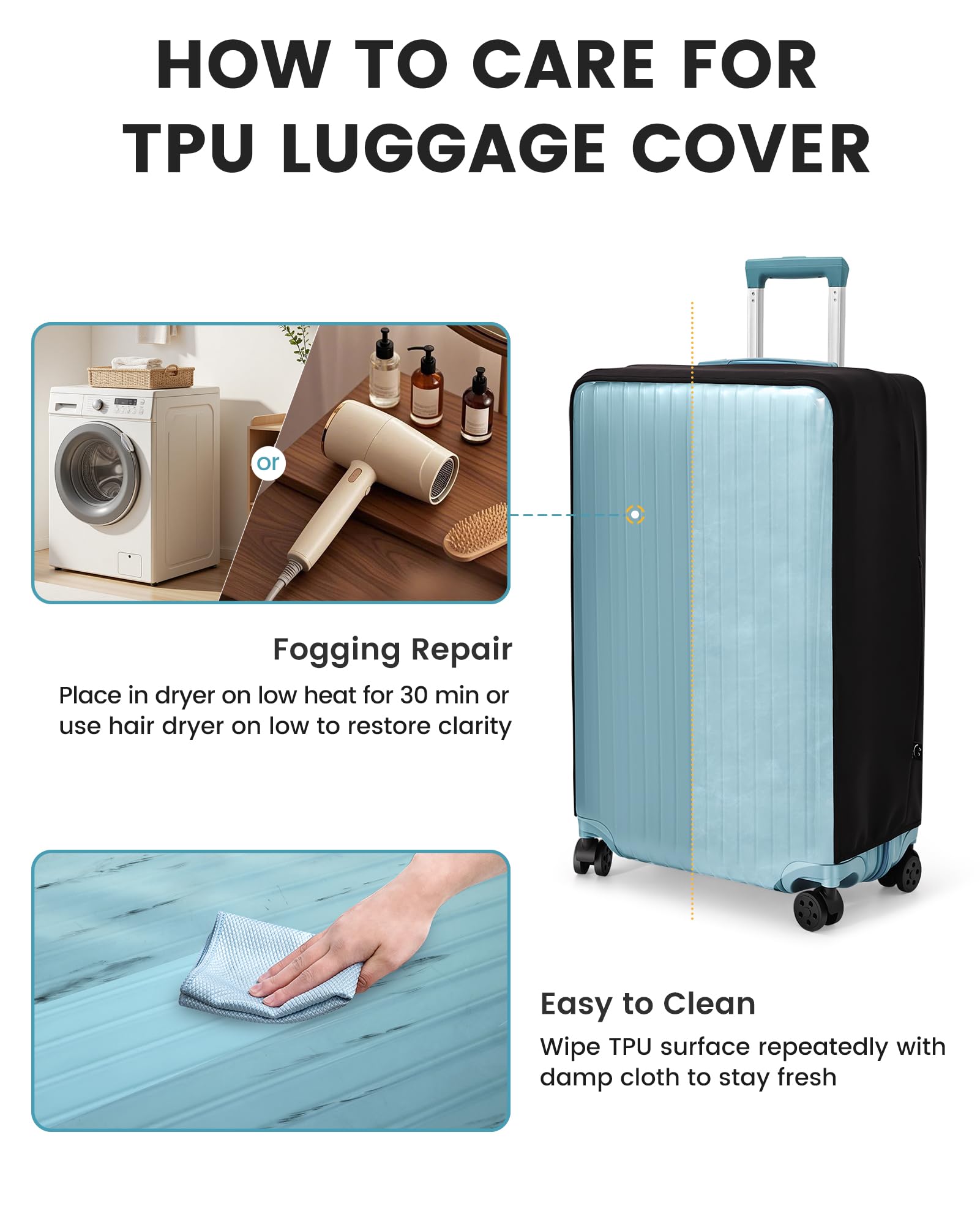 TRAVELKIN hidden side zipper open for neat installation and clean look