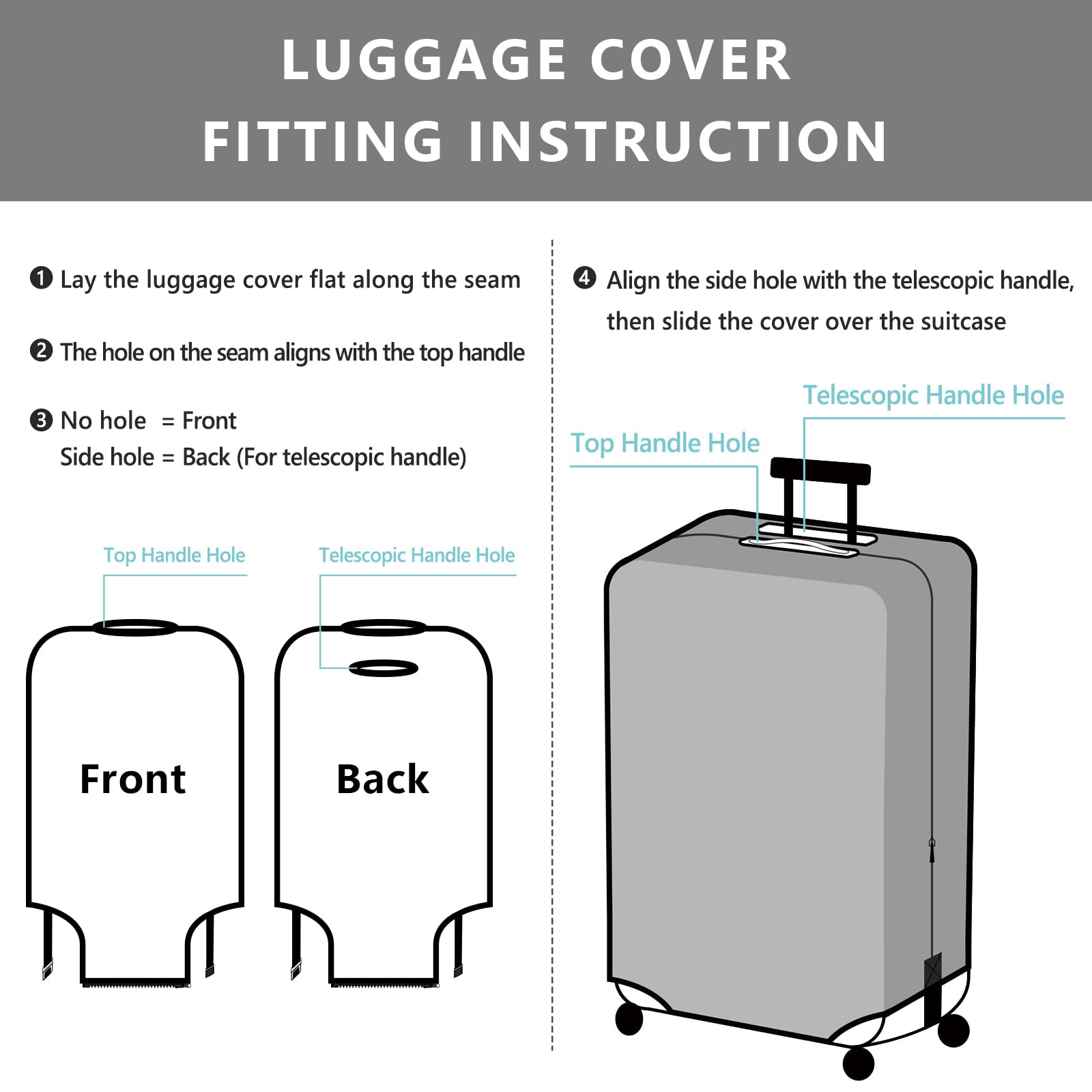 TRAVELKIN covered suitcase rolling smoothly to show wheel access and mobility benefit