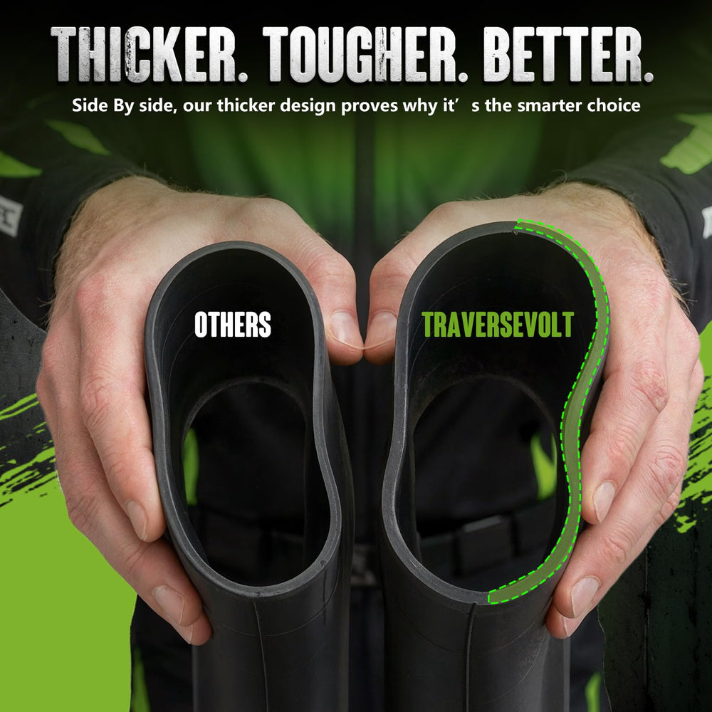 TRAVERSEVOLT tube next to ruler for scale showing compact size and easy storage