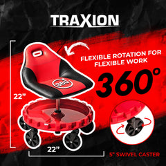 Traxion close-up of spinning gear tray, keeps tools organized and reachable