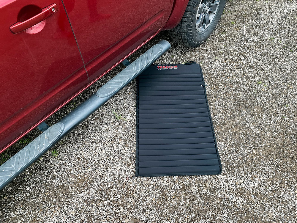 Traxion VersaMat roadside emergency setup giving protective, dry working area