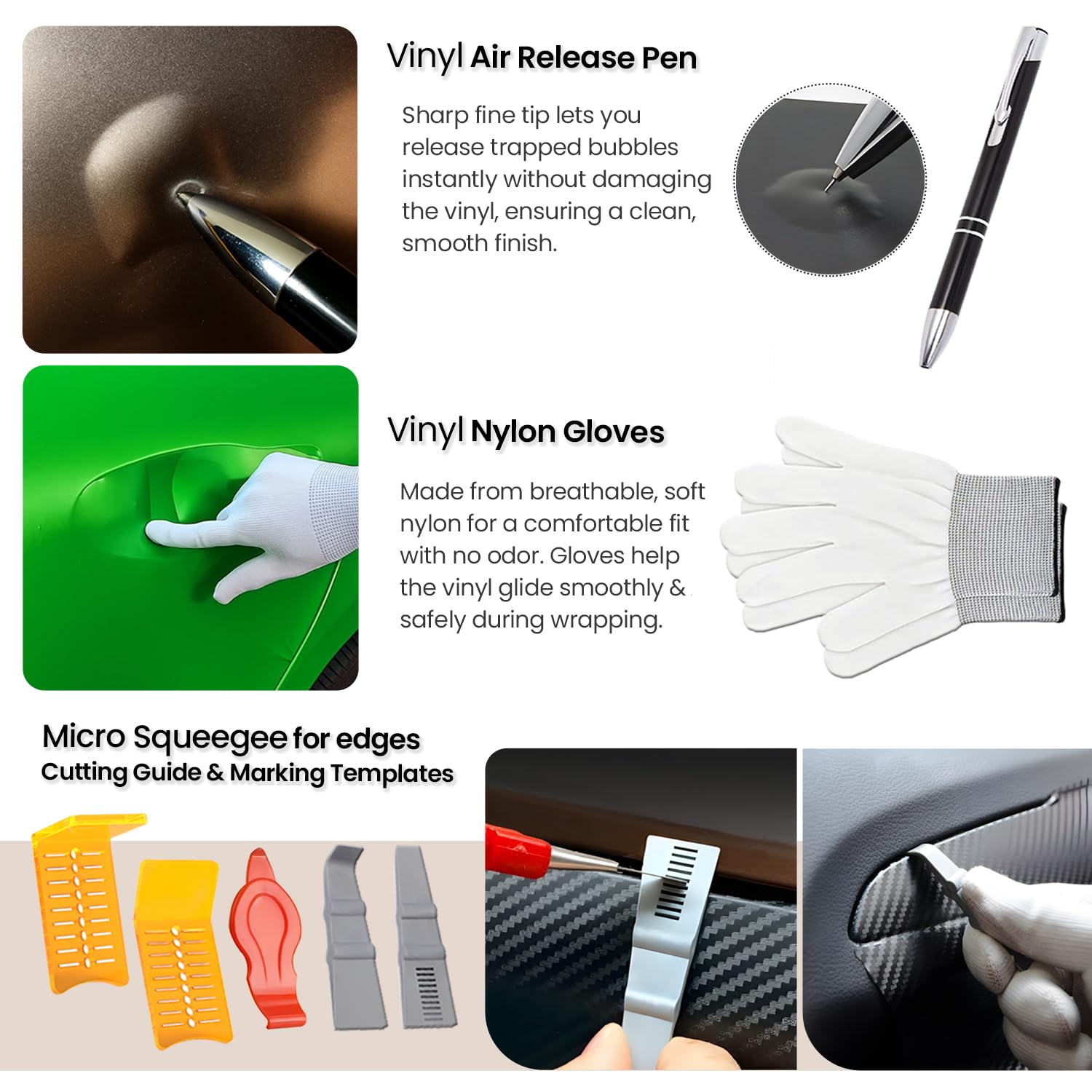 TRAYCLICKS gloves with plastic razor scraper preventing scratches during removal
